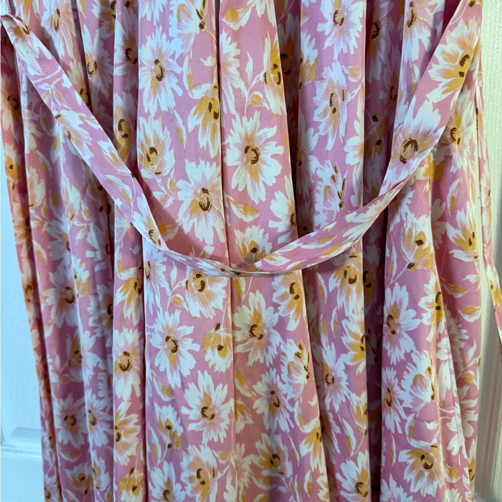 Charles Henry Pink Floral Wrap Mini Dress - Picture 11 of 14